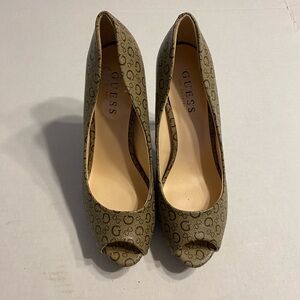 Guess Tan High Heel Peep Toe Pumps